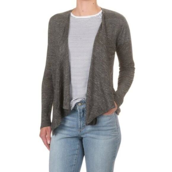 Artisan NY Fly Away Linen Cardigan Sweater Open Front Gray Lightweight Size L - Picture 1 of 8